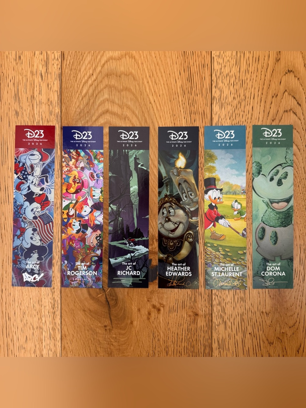 D23 THE ULTIMATE DISNEY FAN EVENT 2026 FINE ART SET OF 6 BOOKMARKS PRINTS